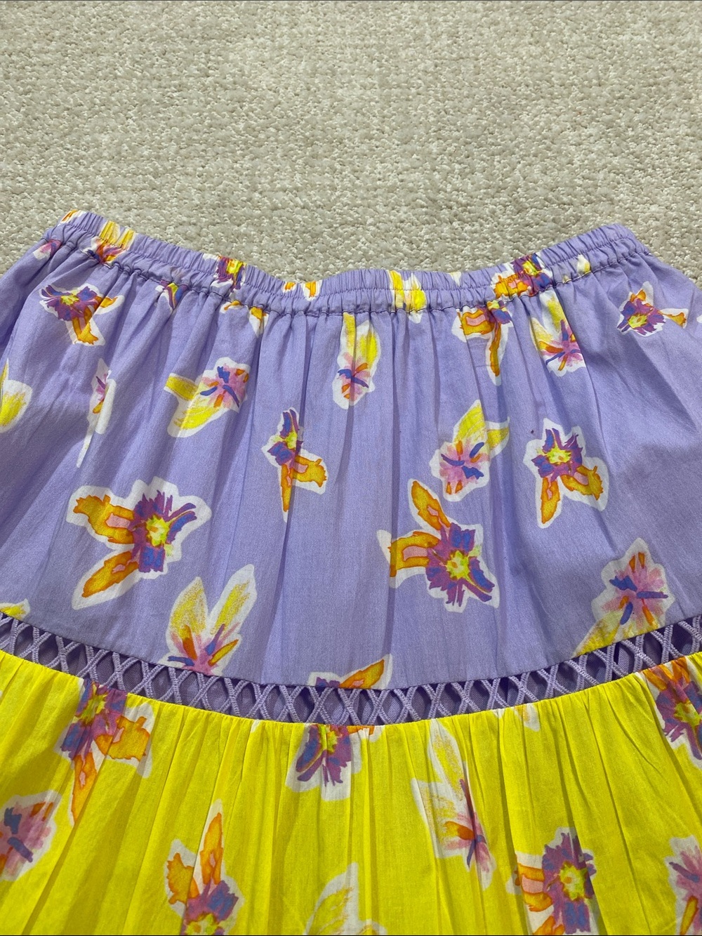 Ālivia Caroline Tiered Floral Maxi Skirt Bouncing Buds Multi Size S 100% Cotton - Picture 14 of 16